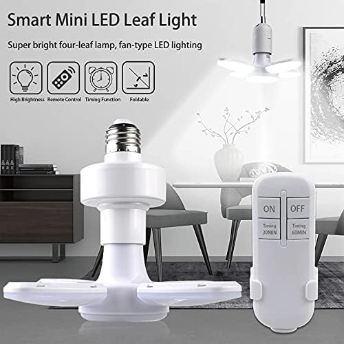 E27 LED Bulb Fan Blade Timing Lamp AC85-265V 28W Foldable Led Light Bulb Lampada for Home Ceiling Light with Remote Controller (Only Fan Bulb)