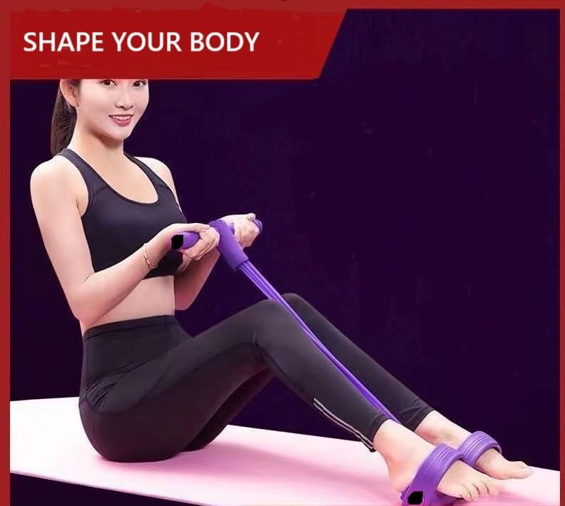 Multifunction Tension Rope, 6-Tube Elastic Yoga Pedal Puller Resistance Band, Natural Latex Tension Rope Fitness Equipment, for Abdomen/Waist/Arm/Leg Stretching Slimming Training
