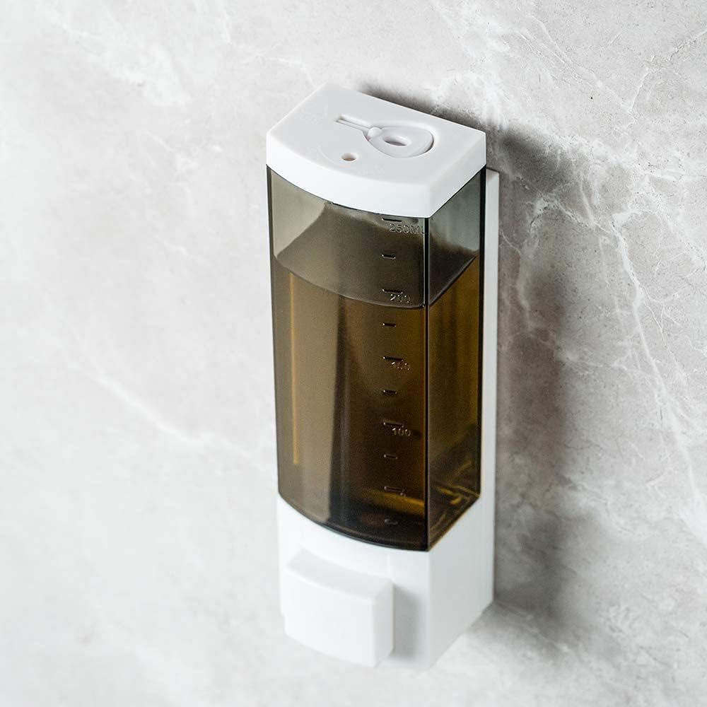 Soap Dispensers 250Ml ABS Plastic Drill Free with Adhesive or Wall Mount with Screws Liquid Hand Shower Dispenser for Bathroom or Kitchen
