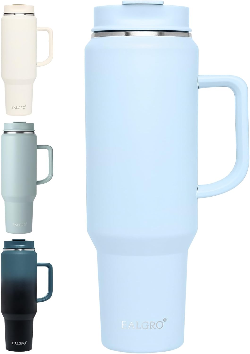 40 Oz Tumbler with Handle, Insulated Tumblers with Lid and Straw, Large Metal Sports Water Bottle Jug, Thermal Stainless Steel Travel Coffee Mug Cup, Black