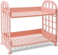 Desktop Rack Cosmetic Stationery Storage Holder, 2-Tier Multifunctional Plastic Shelf Makeup Organizer for Skincare Office Kitchen Bedroom Bathroom Home (White)
