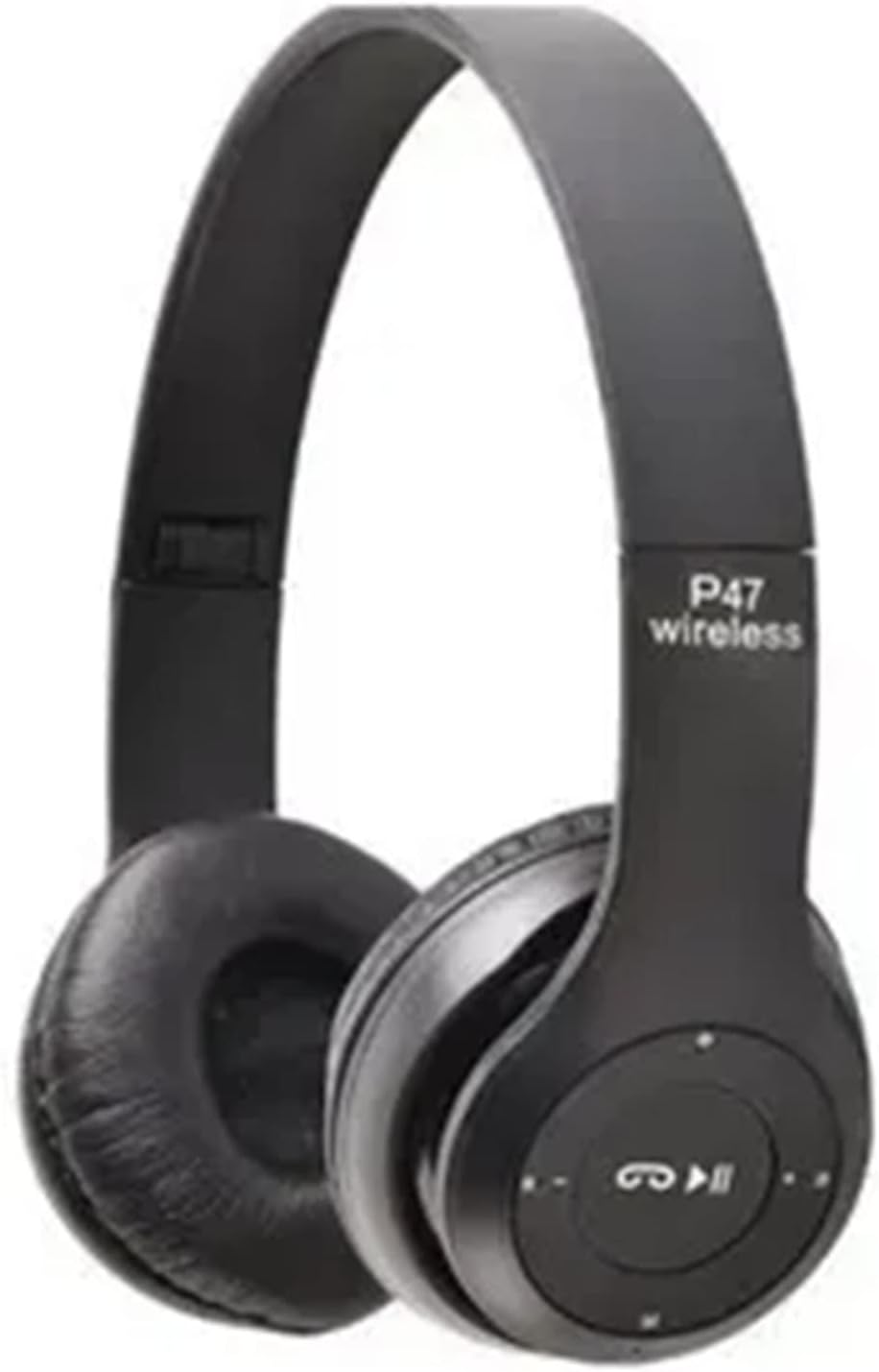 P47 Headset Multifunction Foldable Sports Headphone with Hifi Stereo Sound, Technology, and Ergonomic Design for Home Office Travel (Black)
