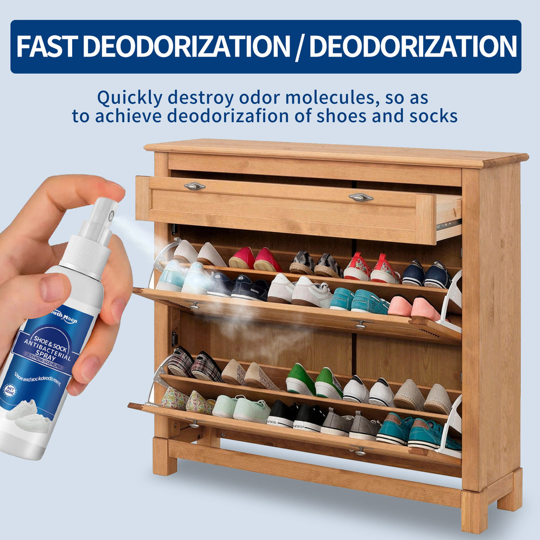 South Moon Shoe And Sock Deodorizing Spray Shoe And Sock Cleaner Sweaty Feet Odor Remover Dry Shoe Cabinet Freshener