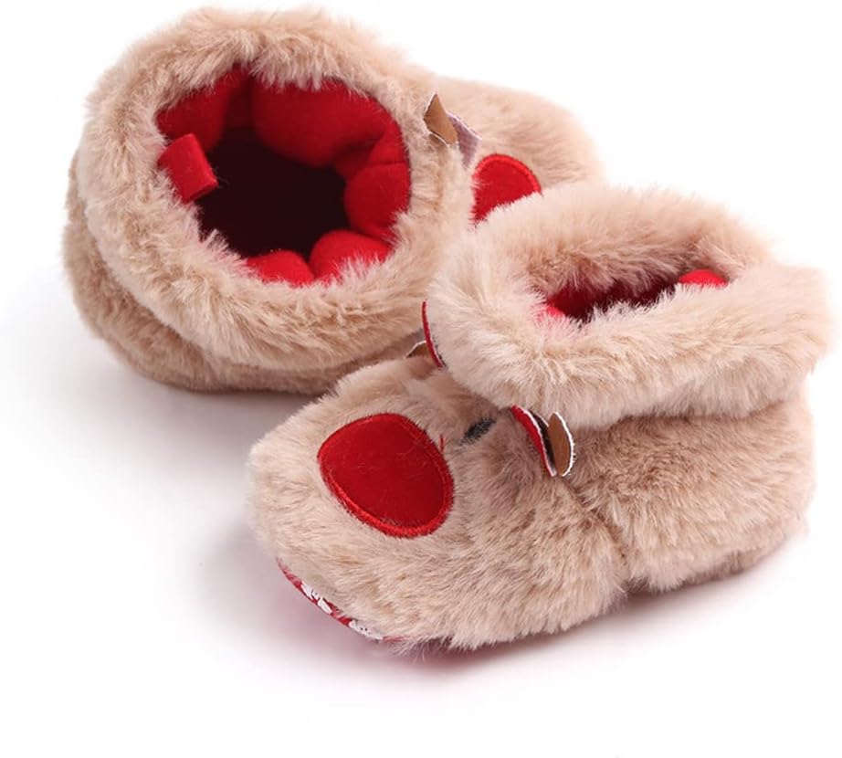 Winter Warm Christmas Tree Santa Clause Cozy Fleece Newborn Baby Booties Soft Sole Prewalker Crib Shoes for Infant Girls Boys