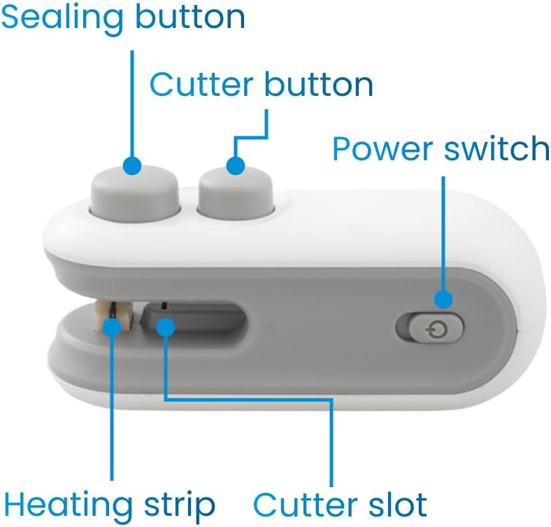 LX Mini Bag Sealer, USB-C Rechargeable 2 in 1 Heat Seal with Cutter and Magnet, Resealer Machine for Snack Bags