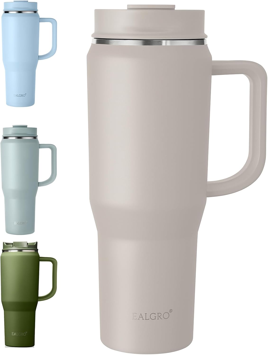 40 Oz Tumbler with Handle, Insulated Tumblers with Lid and Straw, Large Metal Sports Water Bottle Jug, Thermal Stainless Steel Travel Coffee Mug Cup, Black