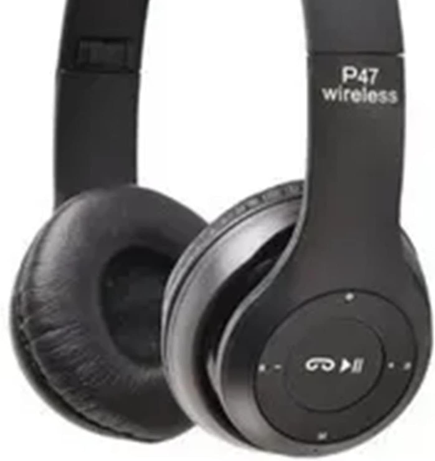 P47 Headset Multifunction Foldable Sports Headphone with Hifi Stereo Sound, Technology, and Ergonomic Design for Home Office Travel (Black)