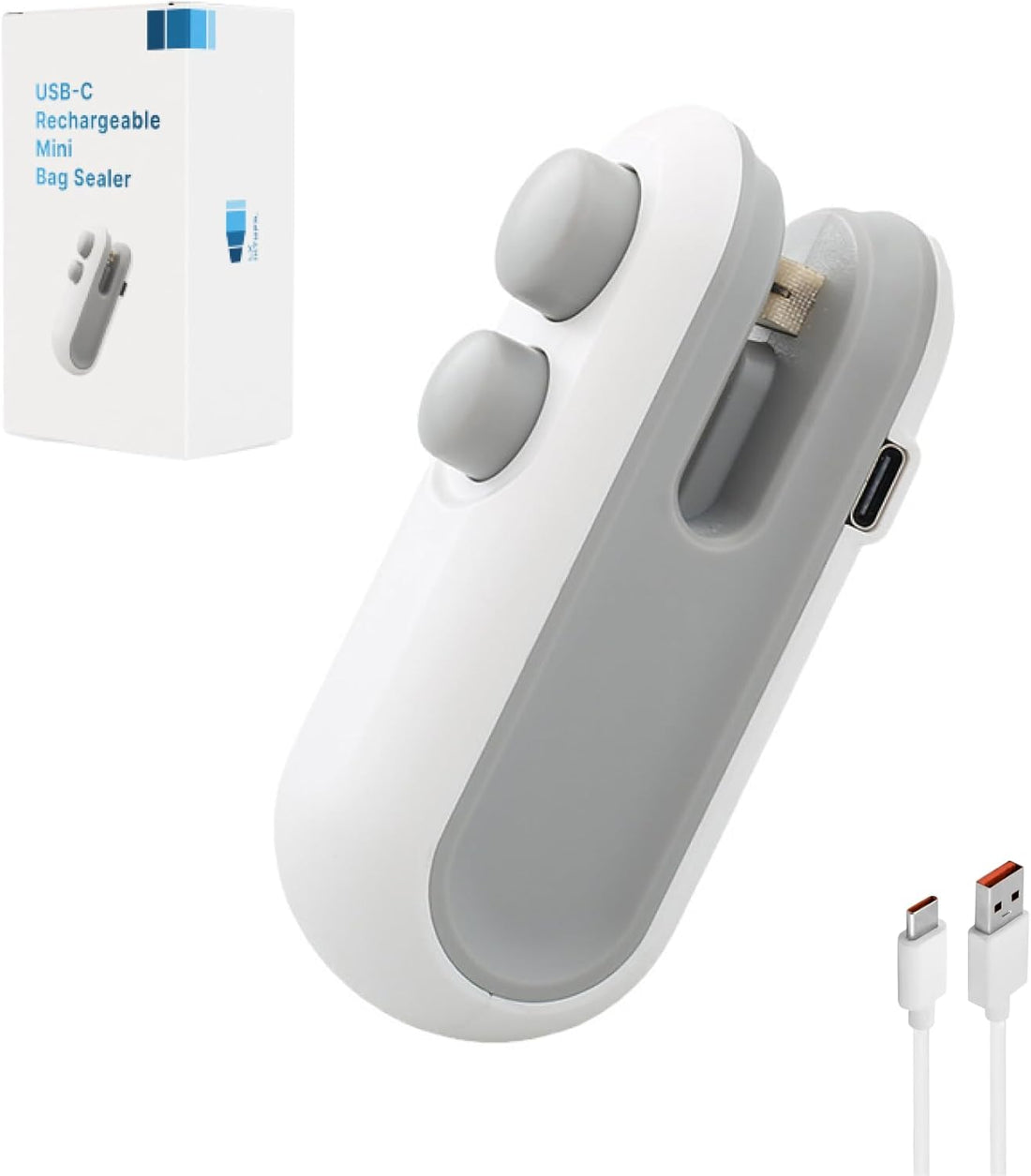 LX Mini Bag Sealer, USB-C Rechargeable 2 in 1 Heat Seal with Cutter and Magnet, Resealer Machine for Snack Bags