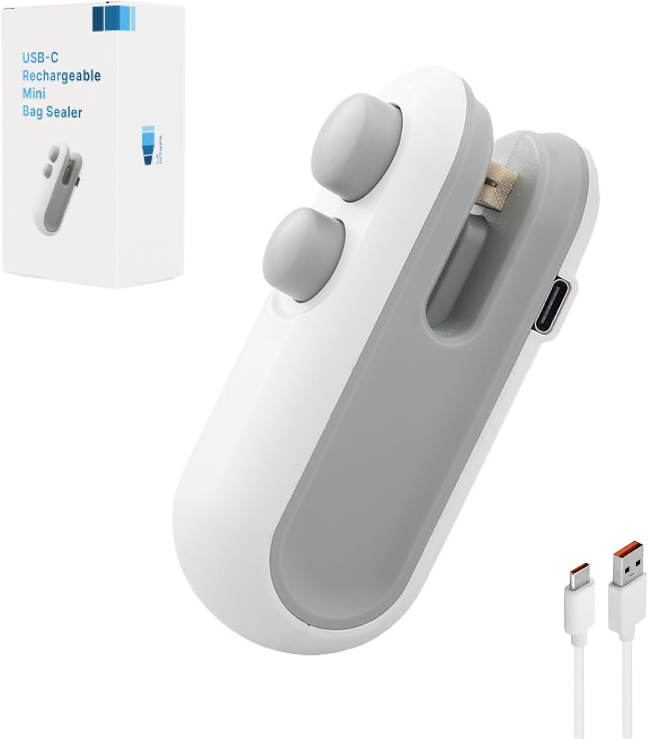 LX Mini Bag Sealer, USB-C Rechargeable 2 in 1 Heat Seal with Cutter and Magnet, Resealer Machine for Snack Bags