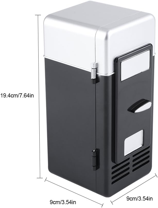 Mini USB Refrigerator Cooler Beverage Drink Cans Refrigerator and Heater for Office Desktop Hotel Home Car (Black)