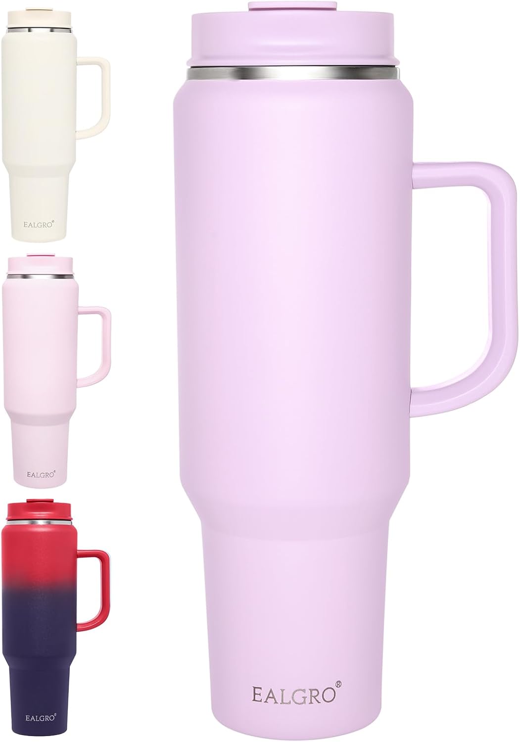 40 Oz Tumbler with Handle, Insulated Tumblers with Lid and Straw, Large Metal Sports Water Bottle Jug, Thermal Stainless Steel Travel Coffee Mug Cup, Black