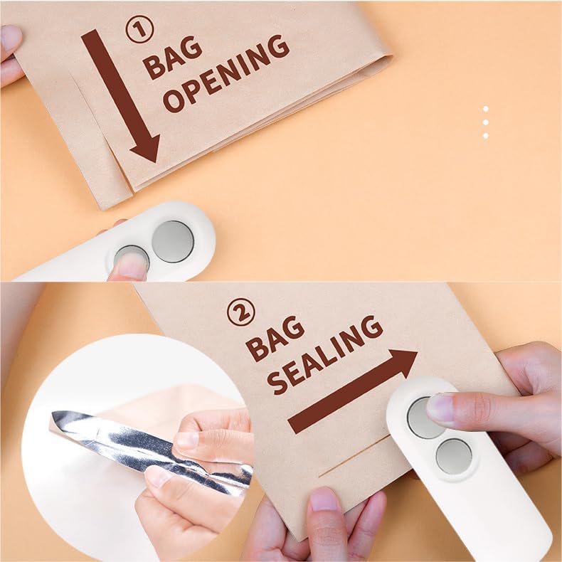 LX Mini Bag Sealer, USB-C Rechargeable 2 in 1 Heat Seal with Cutter and Magnet, Resealer Machine for Snack Bags