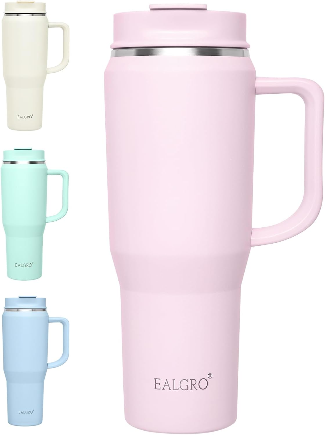 40 Oz Tumbler with Handle, Insulated Tumblers with Lid and Straw, Large Metal Sports Water Bottle Jug, Thermal Stainless Steel Travel Coffee Mug Cup, Black