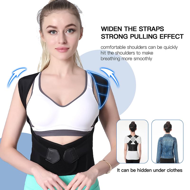 Posture Corrector for Women and Men,Adjustable Shoulder Straightener,Back Support Brace,Upper Spine Scoliosis, Hunchback