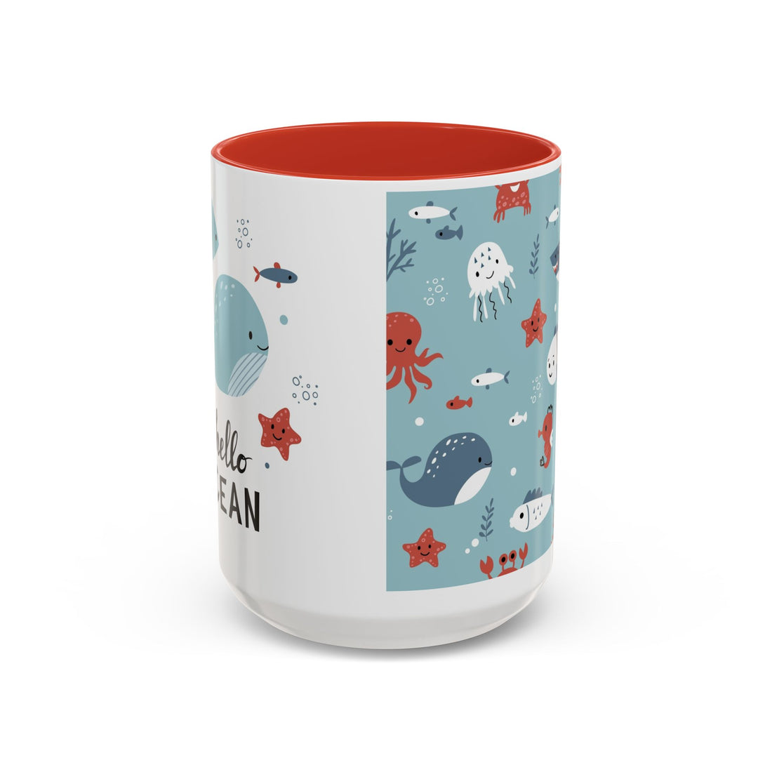 Ocean-Themed Accent Coffee Mug, Cute Marine Life Mug, Fun Gift for Beach Lovers, Kid-Friendly Mug, Nautical Decor