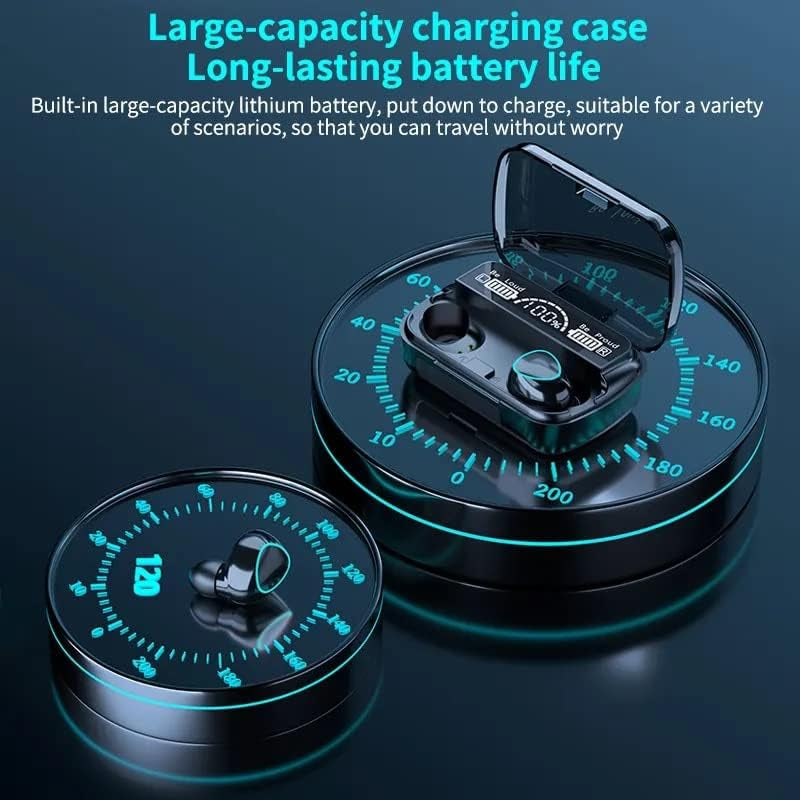M10 TWS 5.1 Earbuds Touch Control Waterproof 9D Stereo Sport Gaming Headset LED Display with Mic Headphone Wireless Earphone (Black)