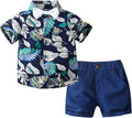 Toddler Clothes Set Children'S Clothing Summer Boys Suit Short Sleeve Floral Shirt Shorts Suit for 1 (Blue, 5-6 Years)
