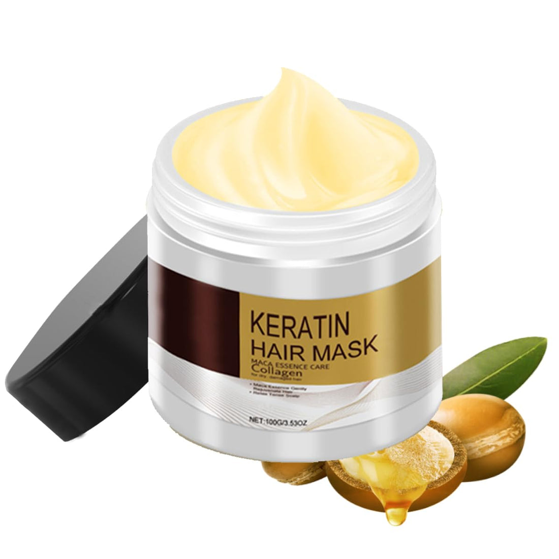 Collagen & Argan Oil Hair Mask for Damaged Hair, Including Curly, Straight, Thin & Fine Hair, Nourishing Hair Essence Care (100G, 3.53Oz)