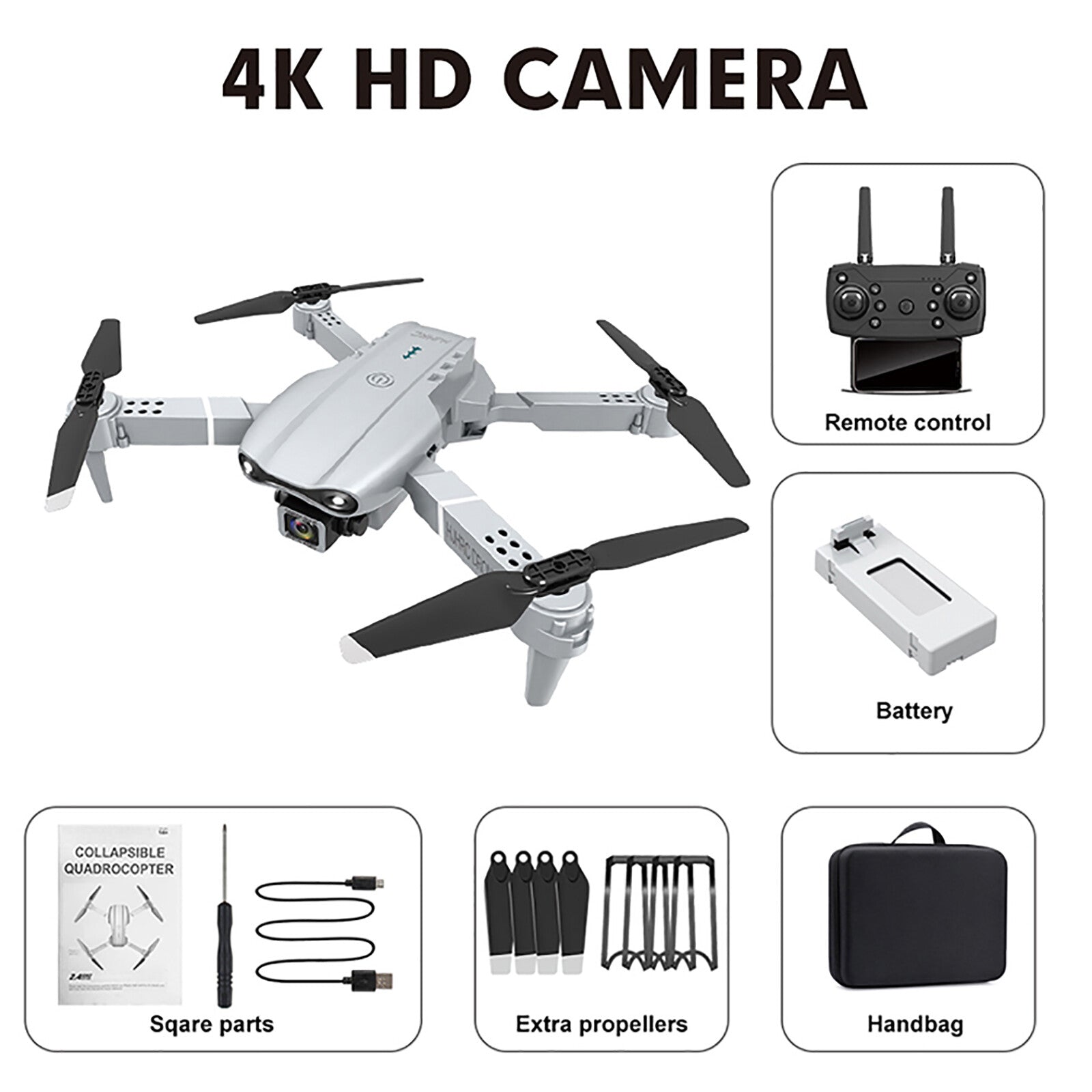 4K Foldable RC Drone with HD Dual Camera WIFI FPV Selfie Quadcopter ~~