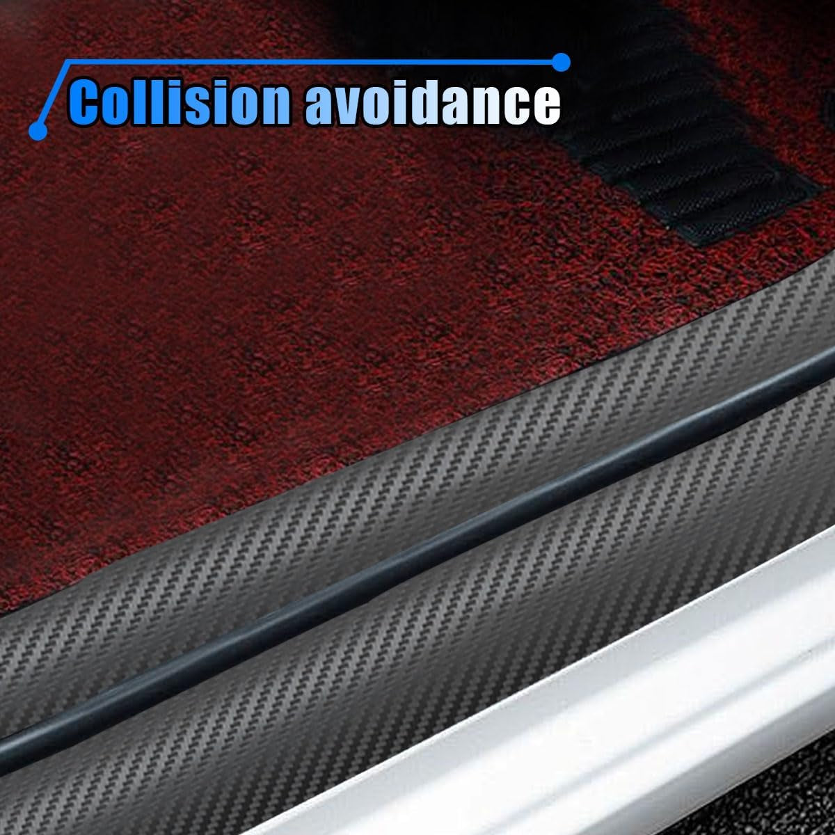 Carbon Fiber Car Door Edge Guards, 3D Vinyl Car Door Sill Protector Wrap Film Auto Door Trim Strips, Anti-Scratch Anti-Collision Adhesive Tape Auto Bumper Door Entry Guard for Most Cars (2"X394")