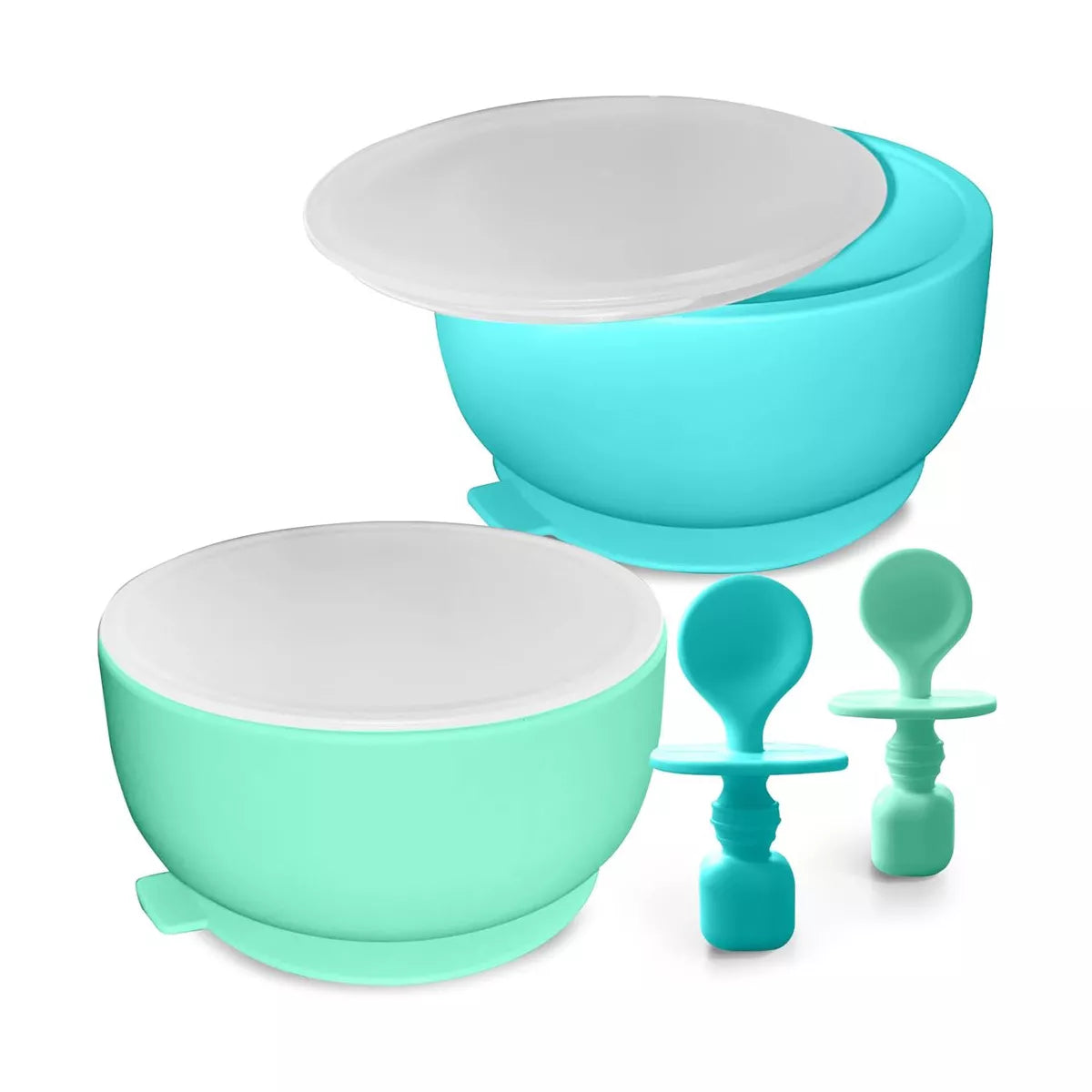 Sperric Silicone Baby Feeding Set - Infant Suction Bowls with Lids and Spoons | BPA Free Toddler Self Feeding Utensils for 0-6 Months
