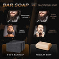 6-Pack 4-In-1 Bar Soap for Men – All Natural Organic Beard Wash, Shampoo, Body Wash & Shaving Soap – Eucalyptus & Tea Tree Scent