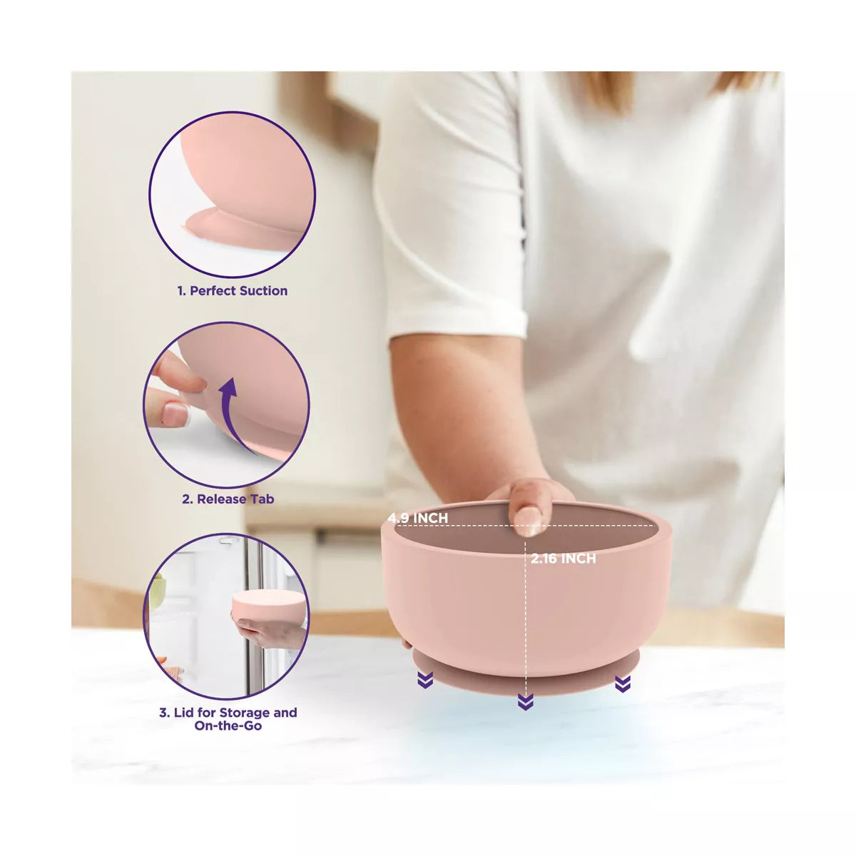 Sperric Silicone Baby Feeding Set - Infant Suction Bowls with Lids and Spoons | BPA Free Toddler Self Feeding Utensils for 0-6 Months