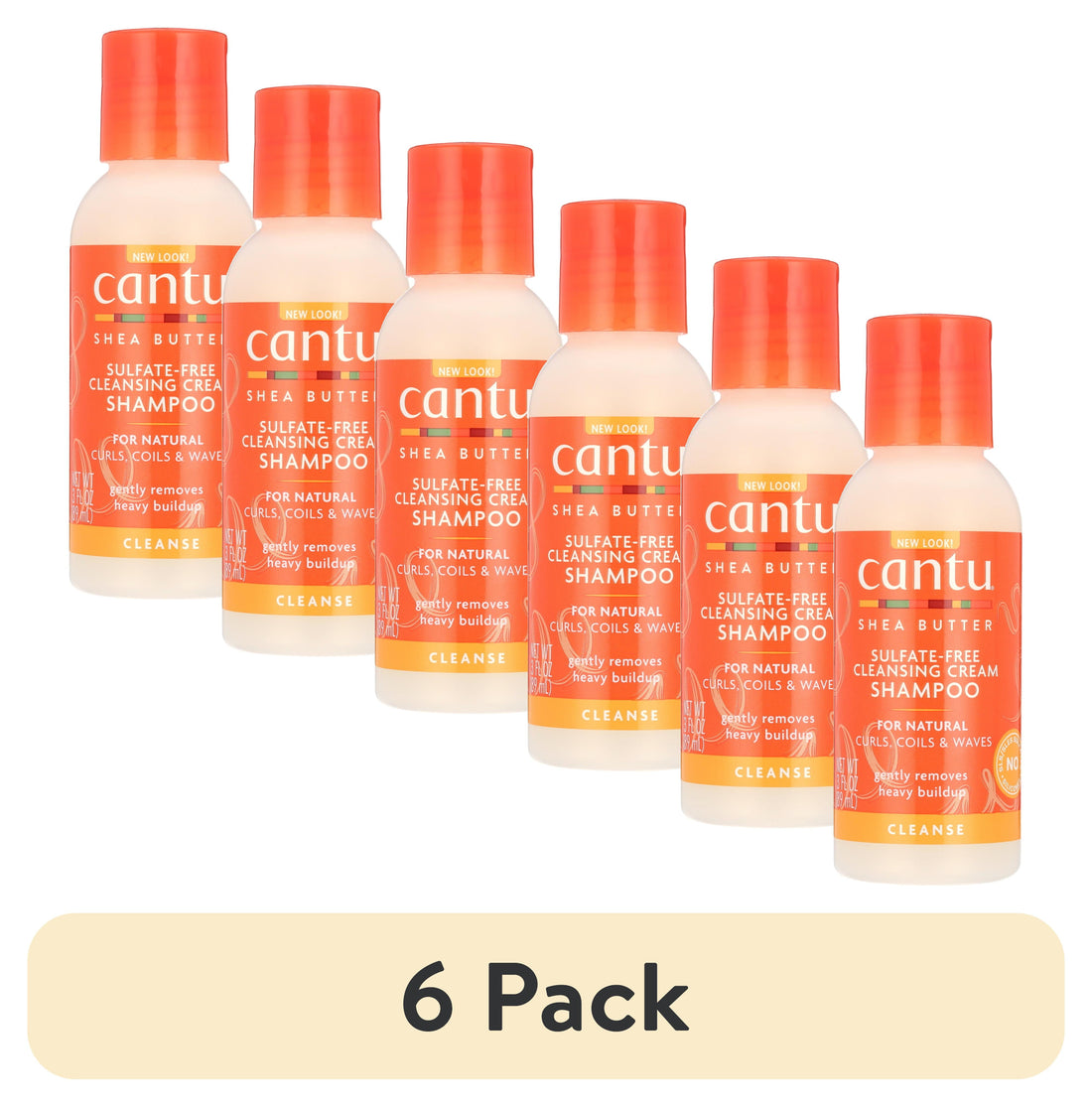 (6 Pack)  Sulfate-Free Cleansing Cream Shampoo for Natural Hair, 3 Fl Oz