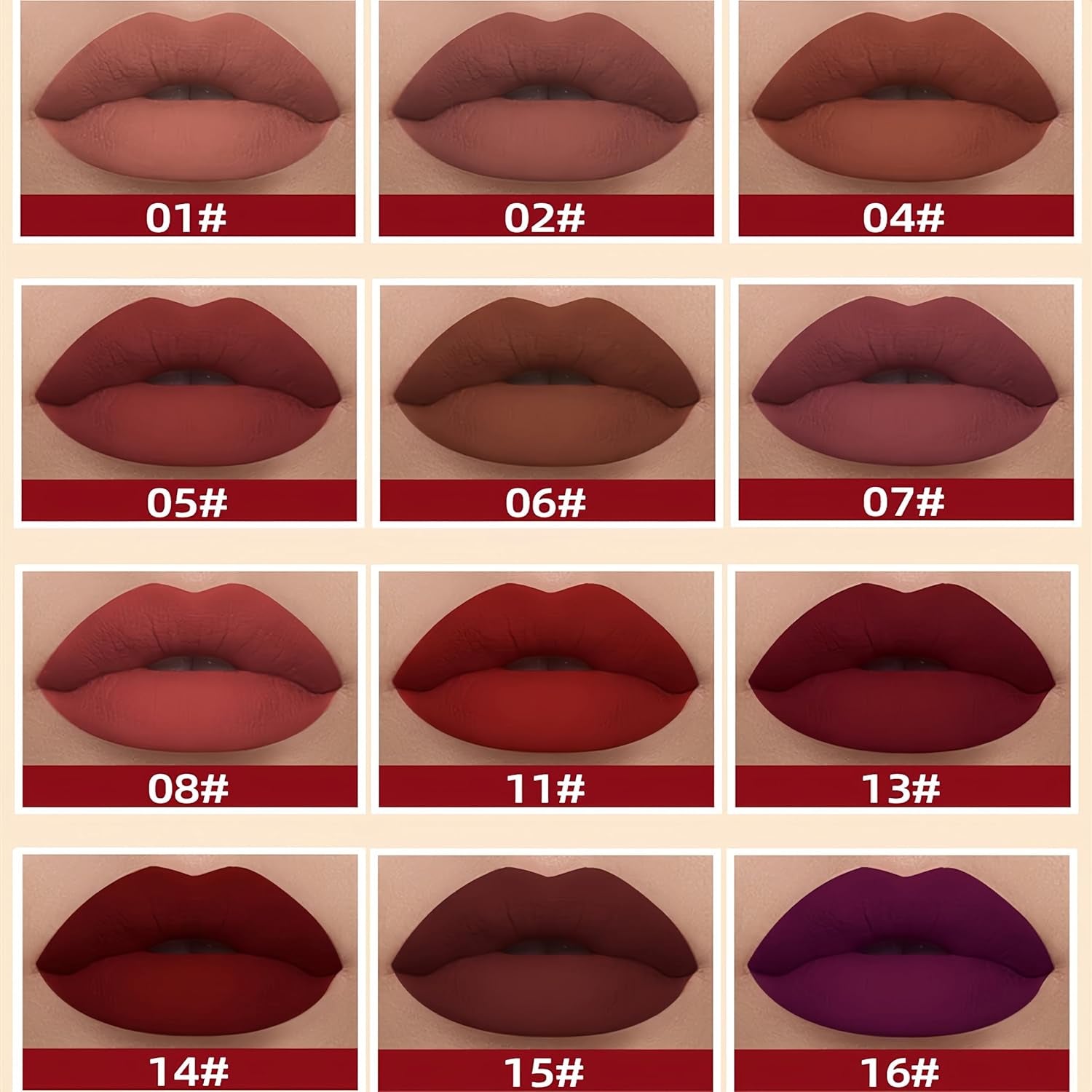 12PCS Matte Liquid Lipstick Set Non-Stick Cup and Not Fade Pigmented Lipstick Long-Lasting Waterproof Velvet Lipgloss Kit Makeup for Girls and Women (Set 01)