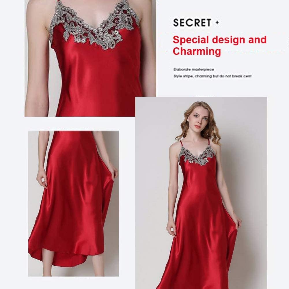 Satin Nightgowns for Women Long Silk Nightdress Vintage Lace Chemise Maxi Sleepwear