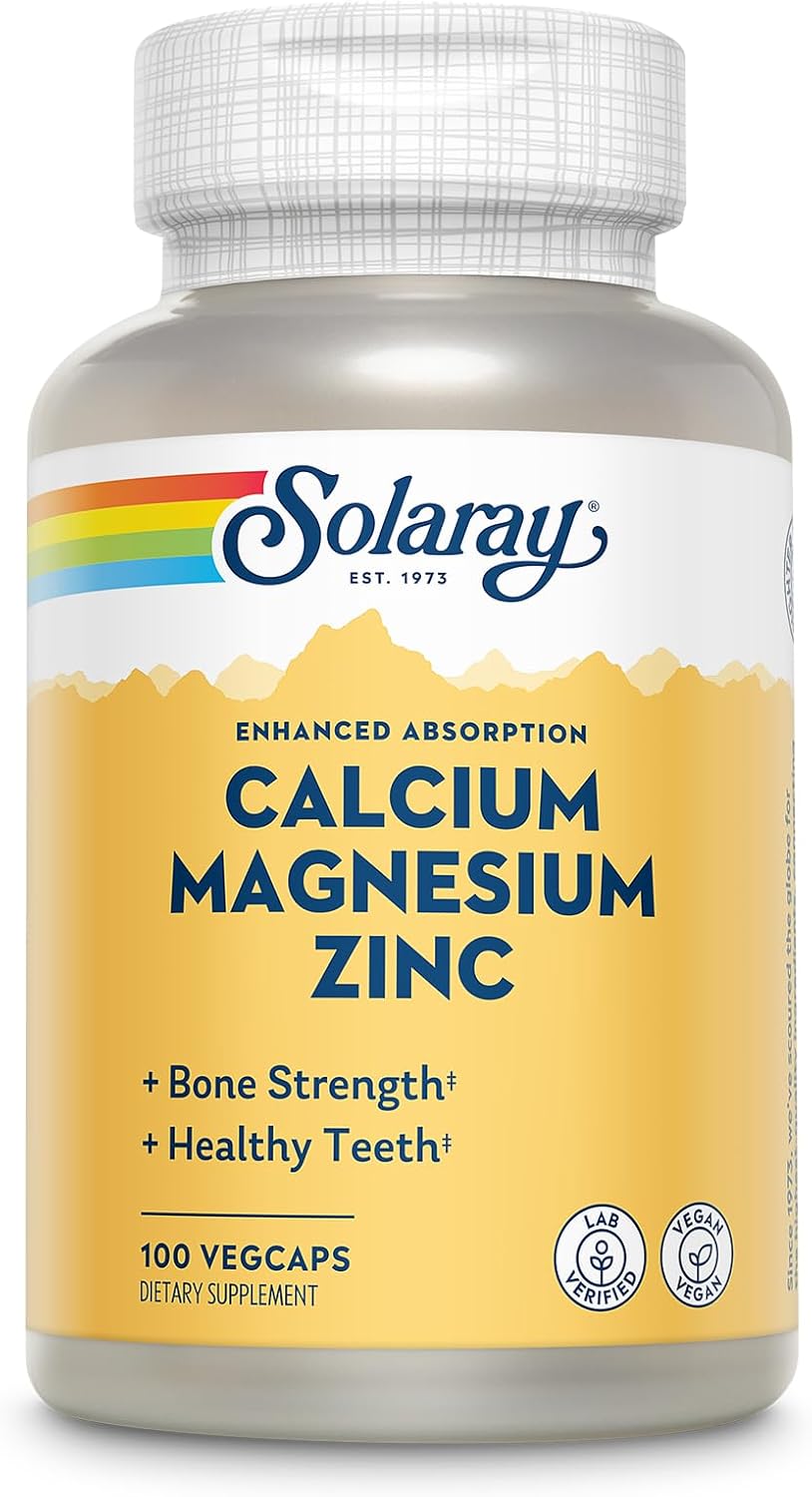 Calcium Magnesium Zinc Supplement - with Calcium 1000Mg, Magnesium 500Mg - Bone Health, Muscle Function, Heart Health and Immune Support - Vegan, 60 Day Guarantee, 25 Servings, 100 Vegcaps