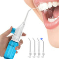 Portable Oral Irrigator Water Flosser Dental Water Toothbrush Toothpick Nasal Irrigator Implement Teeth Cleaner Oral Hygiene Flossers for Home Travel with 5Pcs Nozzles (Nozzle and Tongue Scraper)