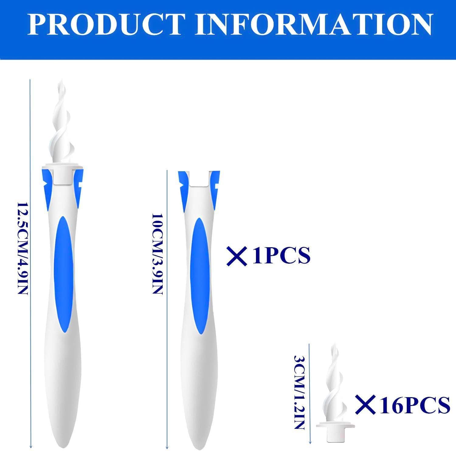 Qgrips Earwax Removal-Spiral Ear Wax Removal Tool, Reusable Earwax Removal Kit Safe Ear Cleaner with 16 Pcs Soft and Flexible Replaceme