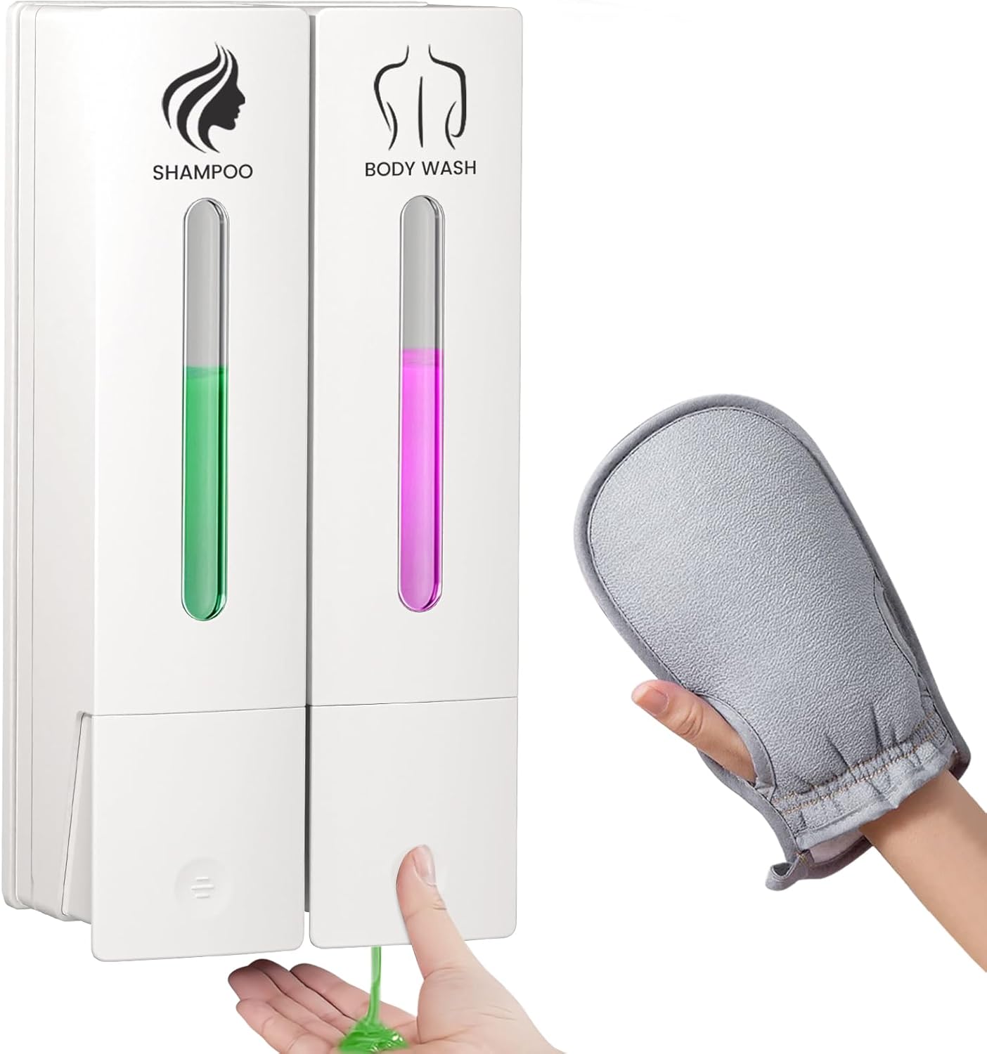 3 in 1 Shampoo and Conditioner Dispenser, 1200ML Capacity Shower Soap Dispenser Bathroom Set, 3 Chamber Shower Dispenser No Drill, Fashionable Wall Mounted Soap Dispenser for Bathroom & Hotel