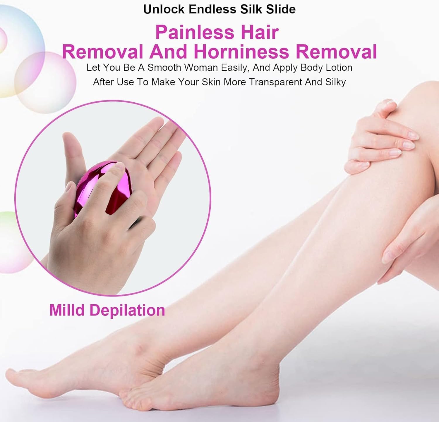 Crystal Hair Eraser for Women, Painless Hair Remover, Instant Results, Easy-To-Use, Durable, Reusable, Waterproof Epilator, Non-Abrasive(Rose Pink)