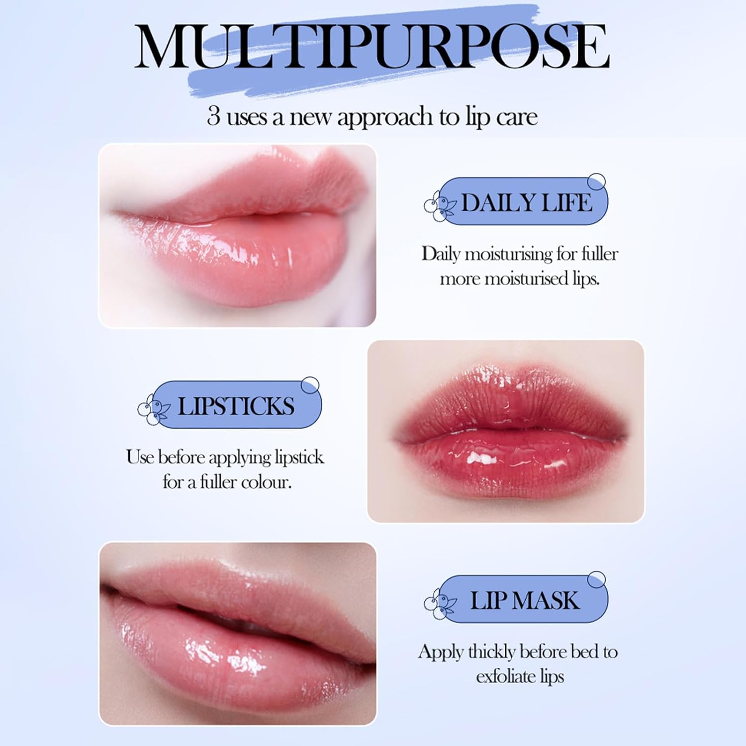 6 Pack Natural Lip Balm for Women & Girls - Hydrating & Repair, Moisturizing for Dry Cracked Lips, Smooth, Sleeping Mask Overnight - 6 Tastes