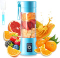 Portable Electric USB Juicer Blender Cup - Mini Blender for Shakes, Smoothies & Juice - 380Ml, Six Blades - Blue