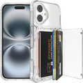 For Iphone 16 Pro Max Clear Wallet Case with RFID Blocking Card, up to 5 Cards, Hybrid Protective Case with Card Holder, TPU + PC, Anti-Yellowing, 6.9