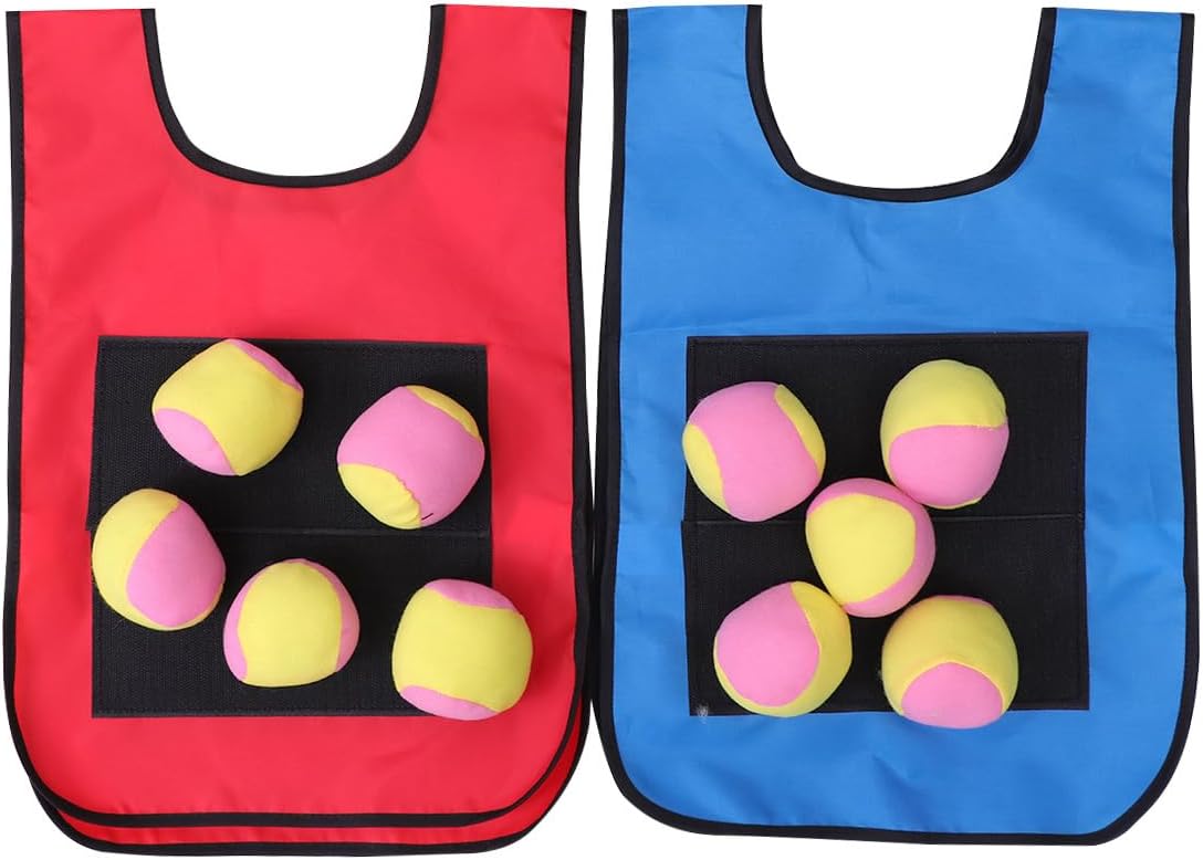 2Pcs Sticky Target Ball Vests with 10Pcs Soft Balls, Dodgeball Vests Game, Outdoor Game Props for Kids Sports, Sticky Target Ball Throwing Balls Set