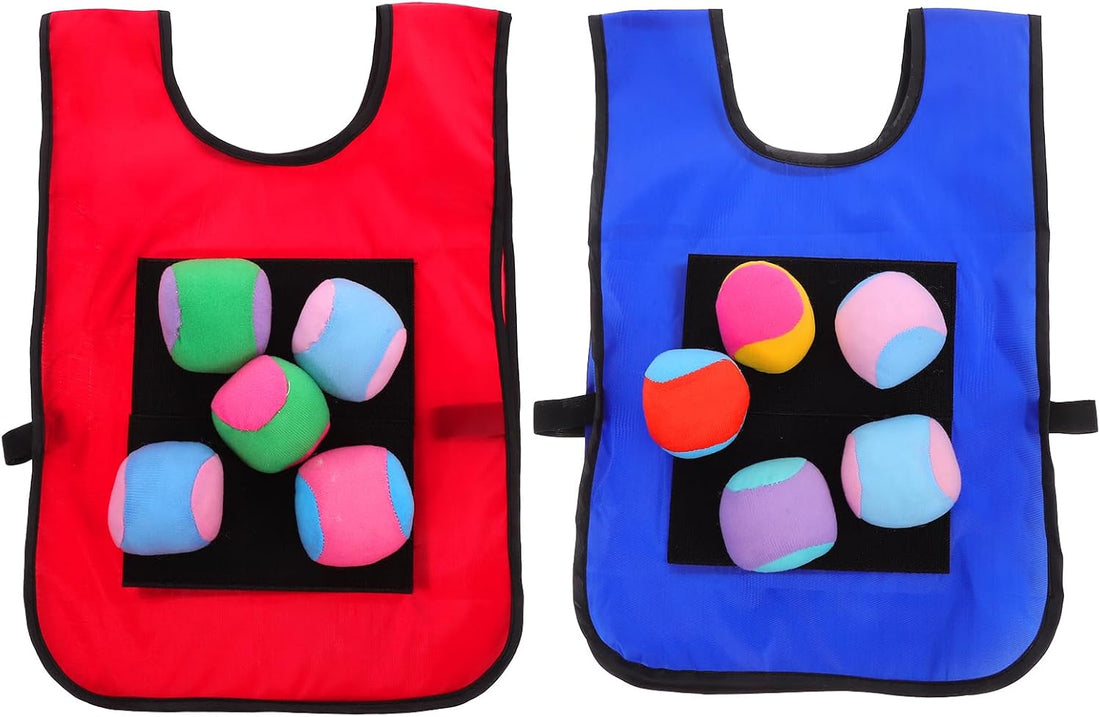 2Pcs Sticky Target Ball Vests with 10Pcs Soft Balls, Dodgeball Vests Game, Outdoor Game Props for Kids Sports, Sticky Target Ball Throwing Balls Set