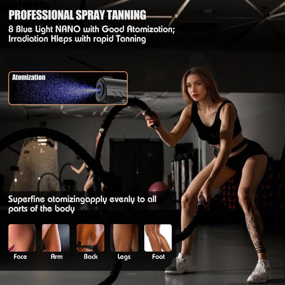 Rechargeable Spray Tan Machine Portable Travel Spray Tan Gun Self Tanners Professional Mobile Spray Tan Airbrush Machine for Home Salon DIY Beach Self Tans and Travelling (Black)