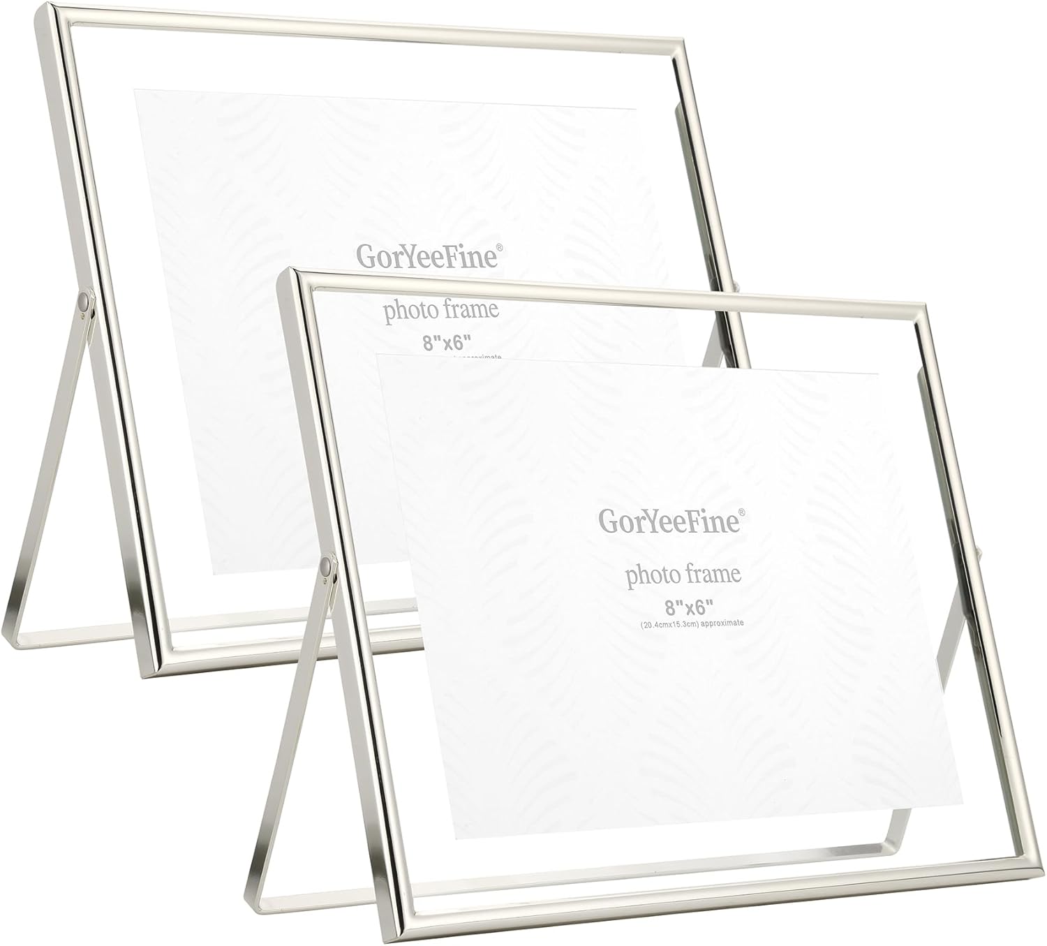 Gold 7X5" Floating Frame(Horizontal) 2Pack for Picture 3.5X5'', 4X6'', Classy Gold Frames Tabletop/Shelf Display, Elegant Gift Choice for Wedding, Thanksgiving, Christmas,Birthady, Home or Office Decor.