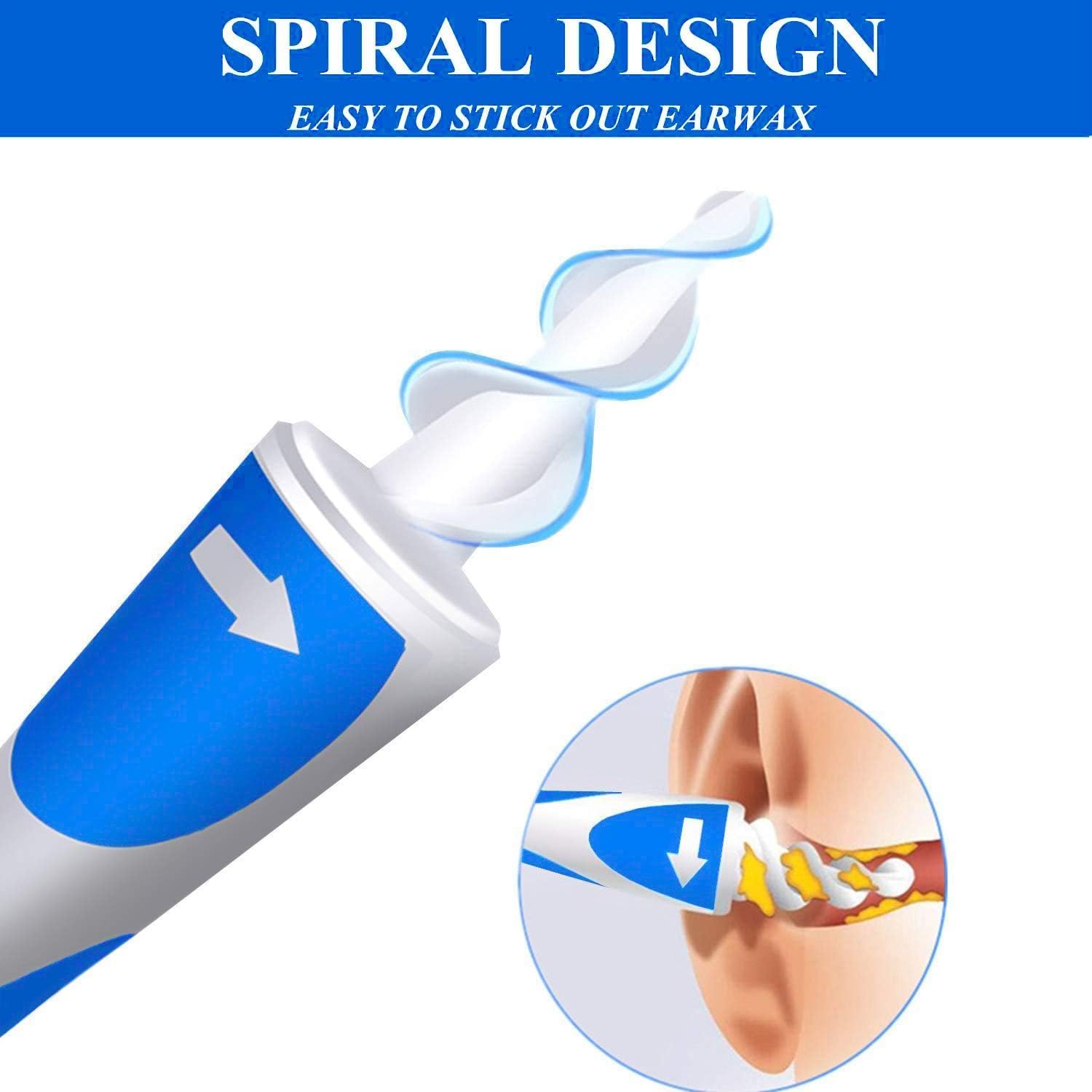 Qgrips Earwax Removal-Spiral Ear Wax Removal Tool, Reusable Earwax Removal Kit Safe Ear Cleaner with 16 Pcs Soft and Flexible Replaceme