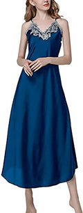 Satin Nightgowns for Women Long Silk Nightdress Vintage Lace Chemise Maxi Sleepwear