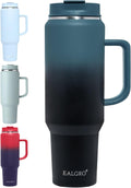 40 Oz Tumbler with Handle, Insulated Tumblers with Lid and Straw, Large Metal Sports Water Bottle Jug, Thermal Stainless Steel Travel Coffee Mug Cup, Black