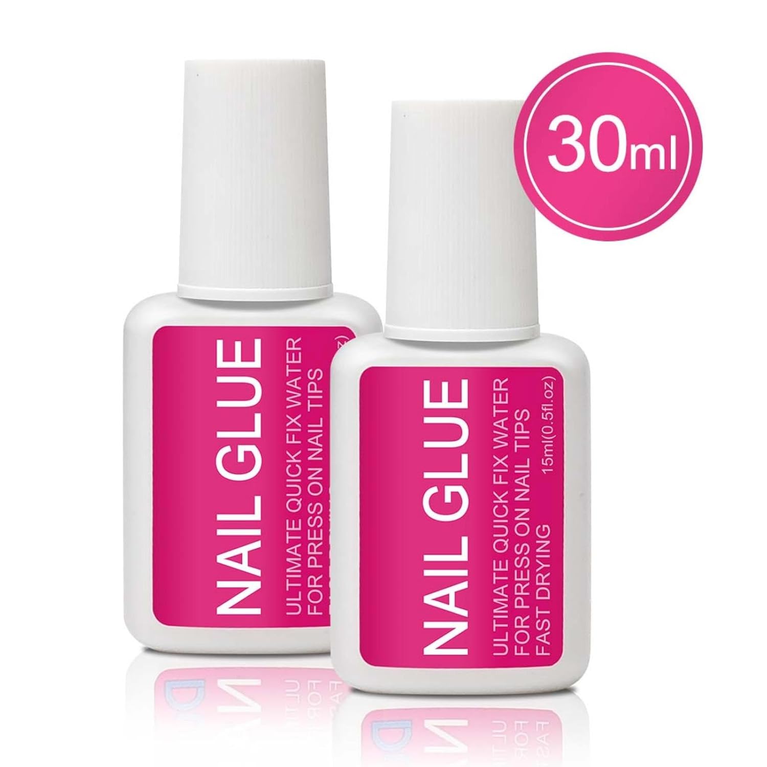 30ML Super Strong Nail Glue for Press Ons, Fake Nail Tips, Acrylic Nails No Uv Light Needed Nail Bond Brush in Nail Glue for Press on Nails Long Lasting Nails Glues for Beginners DIY Home