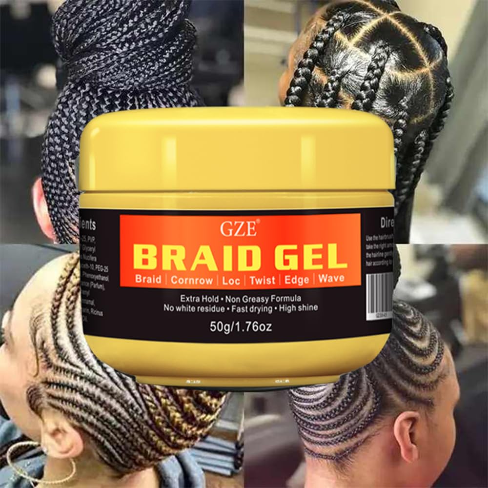 GZE Travel Size Braid Gel - Shining and Conditioning Extra Hold Braid, Loc, Twist Gel, Tames Frizz & Edges, 4C Hair, Shaping Styling