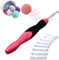 Lighted Crochet Hook Set, 9 in 1 Rechargeable Ergonomic Crochet Hook Set with Zip Case Light up Knitting Needles Kit Weave Sewing Tool Accessories