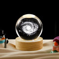 3D Galaxy Crystal Ball Lamp with Dimmable LED and Wooden Base, Night Light for Kids Teens Adults, Home Desk Office Bedroom Decor, Birthday Gift (2.4”/ 6Cm)