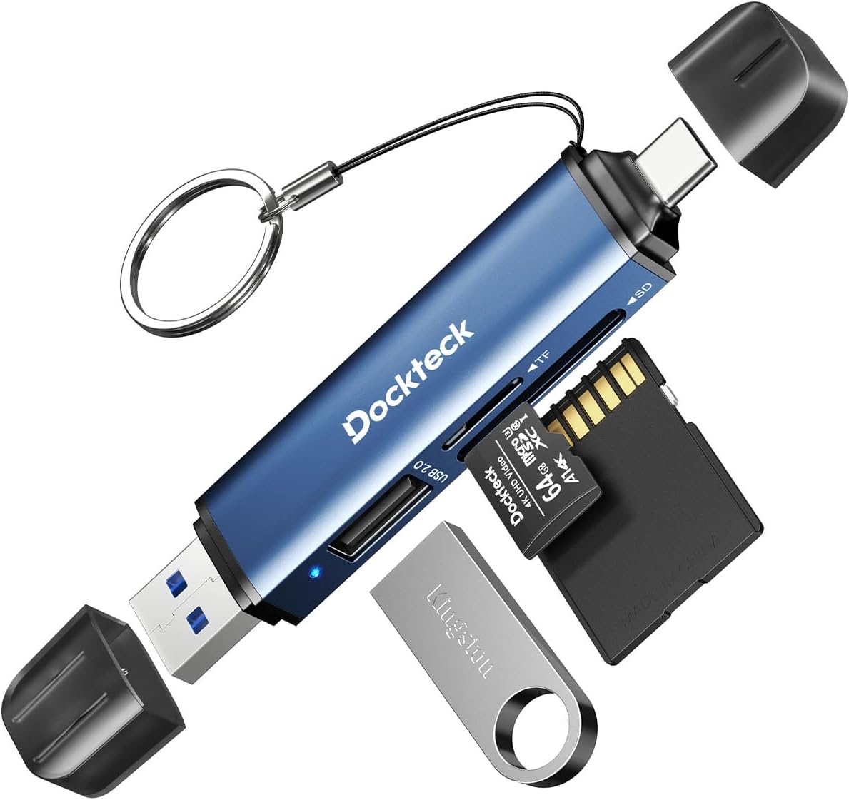 SD Card Reader, 5G Super Speed USB3.0 SD/TF Card Reader, 3-Slot USB A/C to Sd/Micro SD/USB a Memory Card Reader for UHS-I Sd/Micro SD/SDHC/SDXC/MMC, Support OTG for Plug&Play
